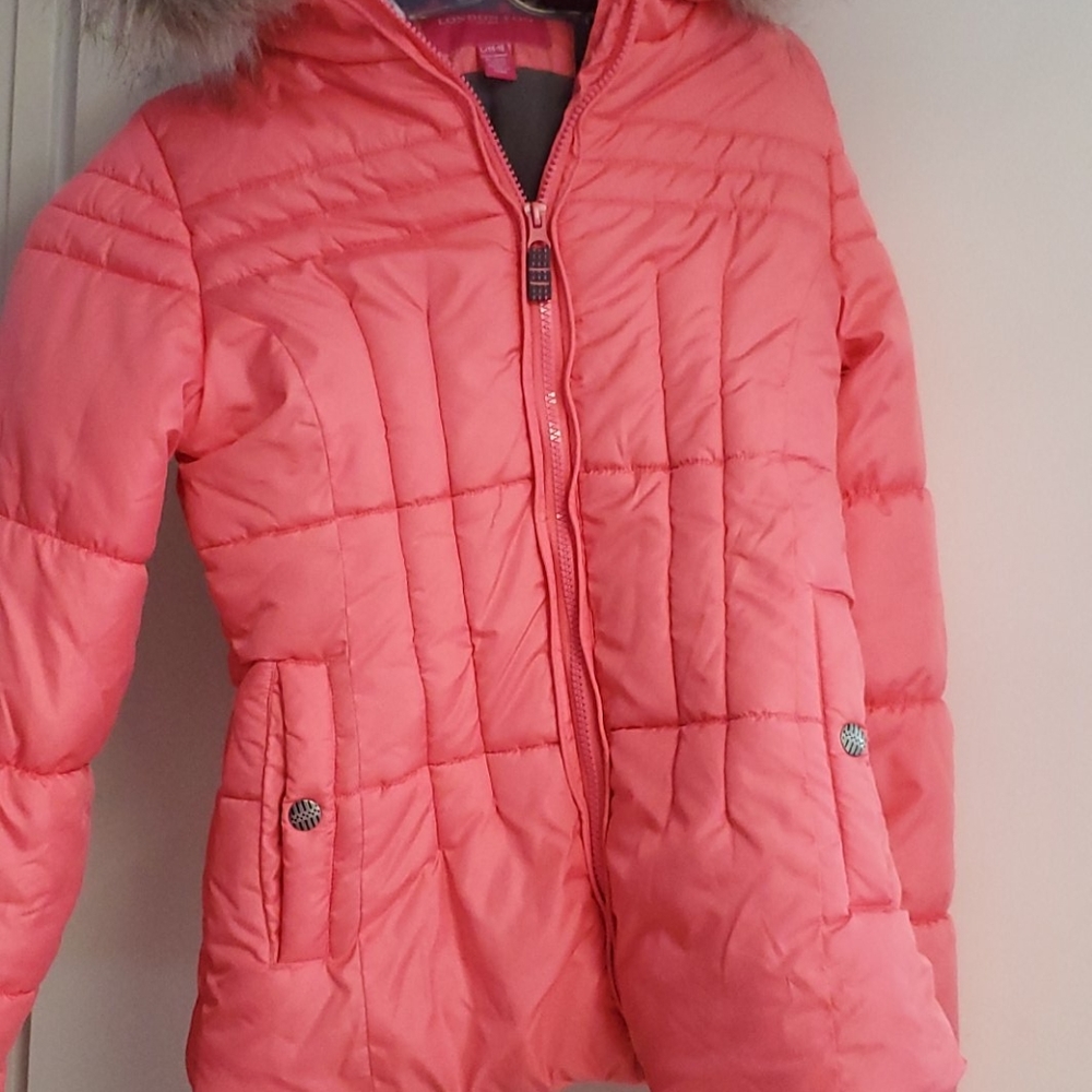 Kids Faux Fur Hood Winter Jacket